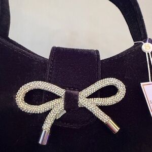 Shiraleah Black Shoulder Bag with Silver Bow
